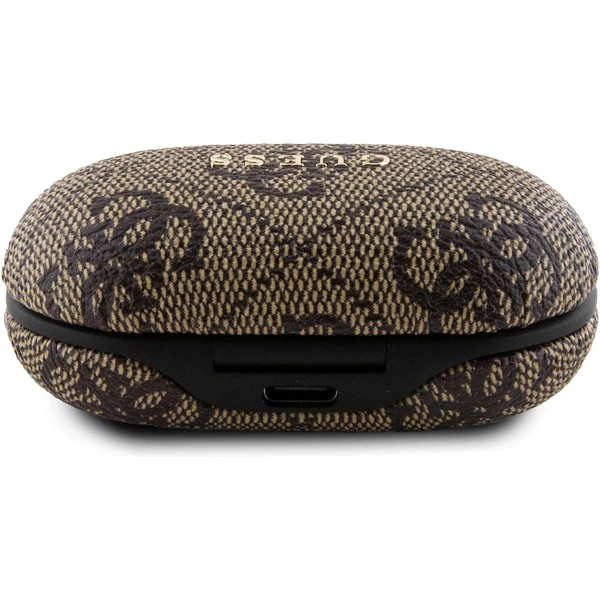 Guess True Wireless 4G PU Metal Logo BT5.3 Stereo Earphones hnědé - Sluchátka - Obrázek U952000N01