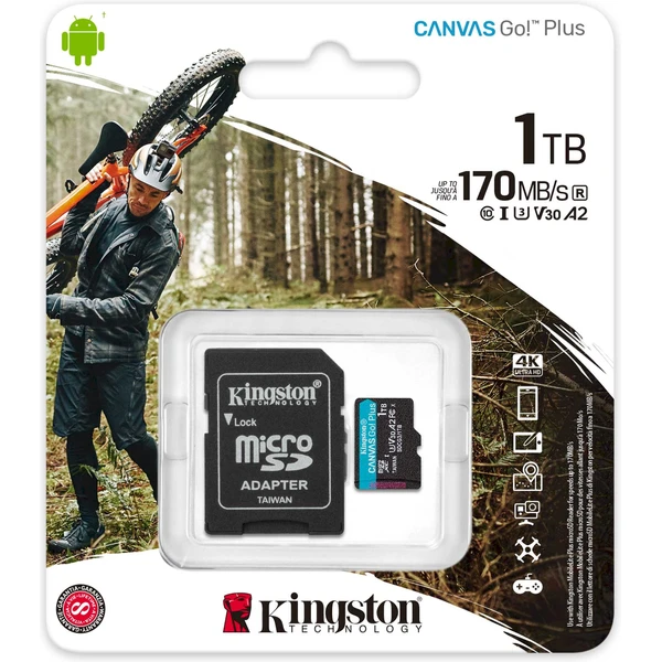 Kingston microSDXC Canvas Go! Plus 1TB 170MB/s UHS-I U3 + SD adaptér - Paměťové karty - Obrázek U969000K01