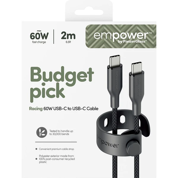 PanzerGlass USB-C/USB-C napájecí kabel 60W 2m černý - Kabely a redukce - Obrázek UB3J000K01