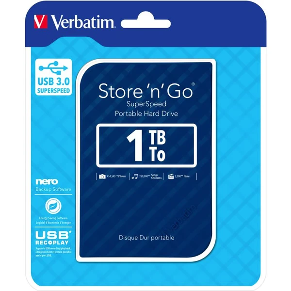 VERBATIM Store 'n' Go HDD 1TB USB 3.0 SuperRYCHOTADIS_Kd GEN2 modrý - Pevné disky - Obrázek UBL8700301