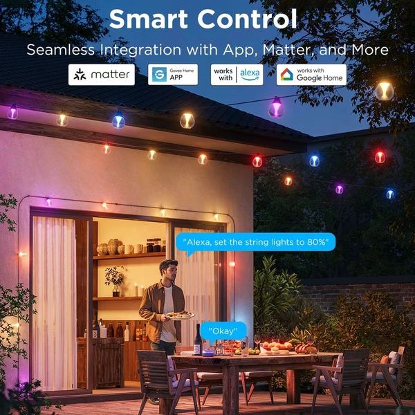 Govee RGBICW Smart zahradní řetěz 15 žárovek Matter - Chytrá osvětlení - Obrázek UBQK000K01