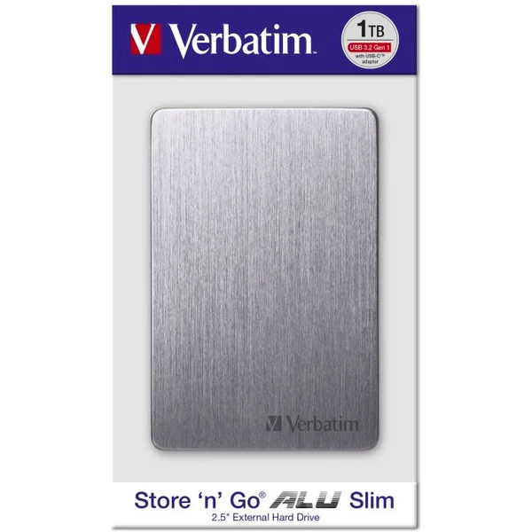 VERBATIM Store 'n' Go HDD 1TB USB 3.2/USB-C Gen 1 ALU Slim šedý - Pevné disky - Obrázek UCL8700301