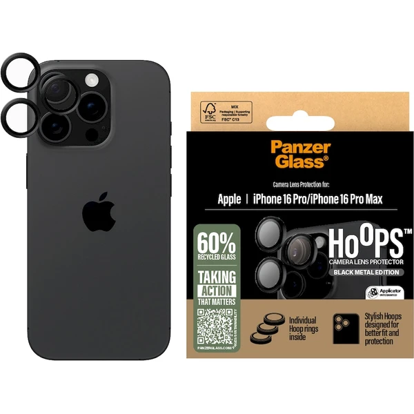 PanzerGlass® HoOps™ Apple iPhone 17 Pro/16 Pro/15 Pro/17 Pro Max/16 Pro Max/15 Pro Max černý hliník - Ochranné folie a skla - Obrázek UD08000P01