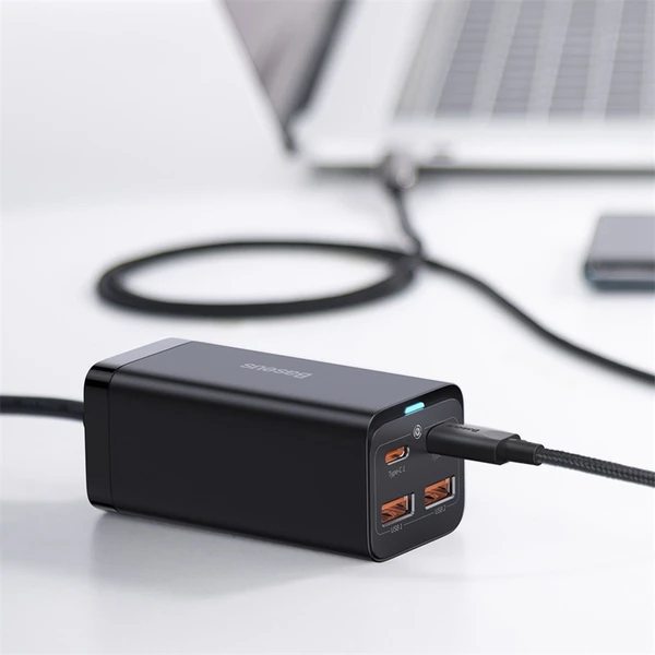 Baseus GaN3 rychlonabíječka 2xUSB-A, 2xUSB-C 100W černá - Nabíječky - Obrázek UGGE000L01
