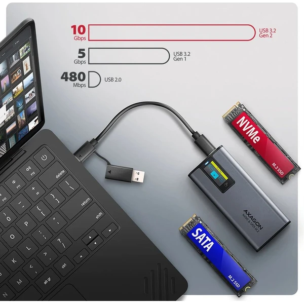 AXAGON EEM2-SD2 USB-C externí box - Externí boxy - Obrázek UL9M000K01