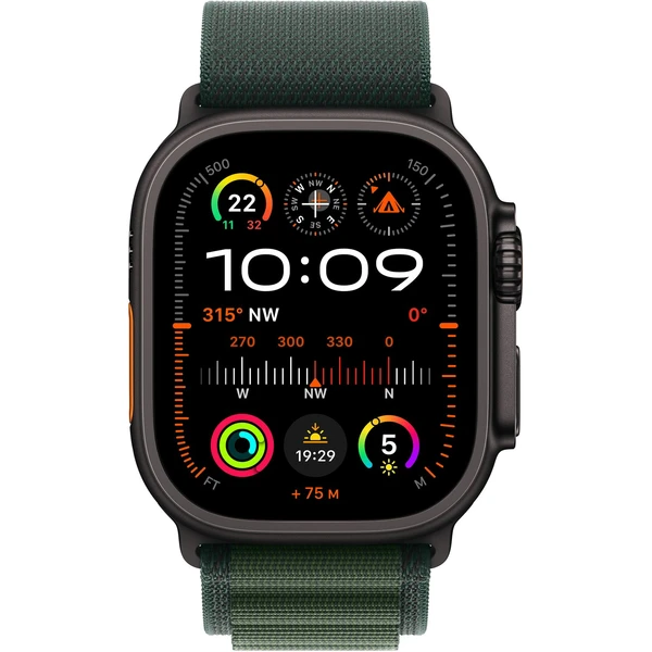 Apple Watch Ultra 2 (2024) 49mm Černý titan s tmavě zeleným alpským tahem S - Chytré hodinky - Obrázek UPQ7000K01