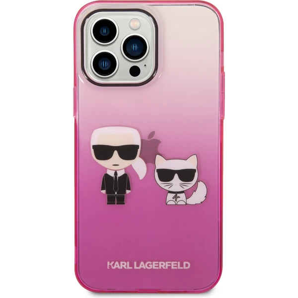 Karl Lagerfeld Gradient Karl and Choupette kryt iPhone 14 Pro Max růžový - Pouzdra - Hlavní obrázek