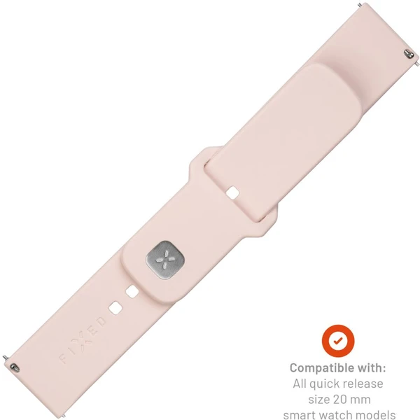 FIXED set silikonových řemínků s Quick Release 20mm pro smartwatch růžový - Řemínky - Obrázek URM2000O01