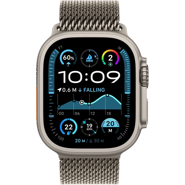 Apple Watch Ultra 2 (2024) 49mm Přírodní titan s přírodně titanovým milánským tahem M - Chytré hodinky - Obrázek URQ7000K01