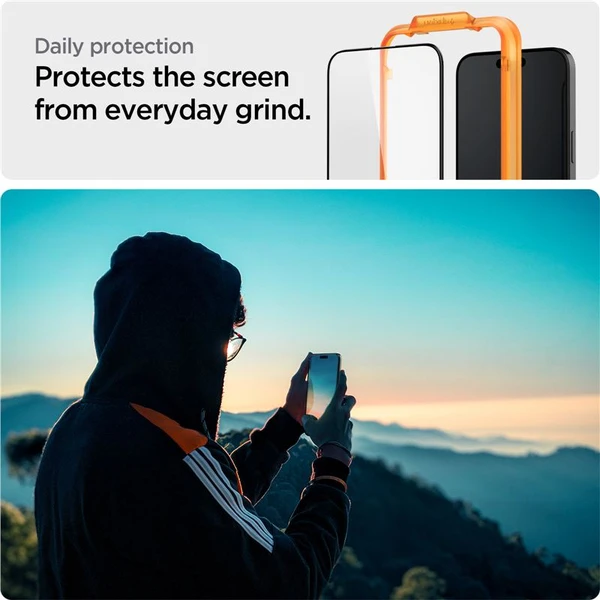 Spigen Glass tR AlignMaster 2 Pack tvrzené sklo iPhone 15 Pro černé - Ochranné folie a skla - Obrázek URV8000601