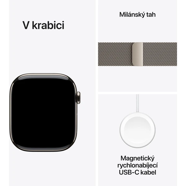 Apple Watch Series 11 Cellular (46mm) Přírodní titan s přírodním milánským tahem S/M - Chytré hodinky - Obrázek UWRH000K01