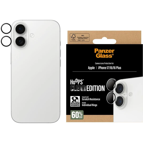 PanzerGlass® Hoops skla Apple iPhone 17/16/16 Plus čiré - Ochranné folie a skla - Obrázek UXEH000K01