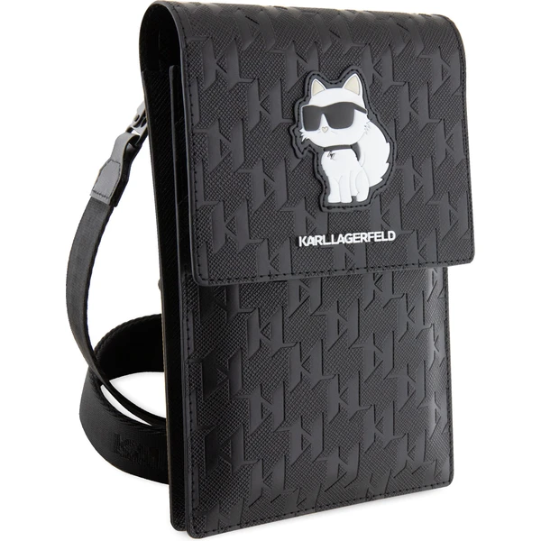 Karl Lagerfeld Saffiano Monogram Choupette NFT Wallet Bag pouzdro černé - Popruhy a crossbody - Obrázek UYBR100501