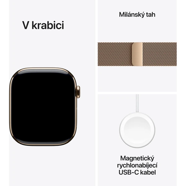 Apple Watch Series 11 Cellular (46mm) Zlatý titan se zlatým milánským tahem S/M (Další) - Chytré hodinky - Obrázek UYRH000K01