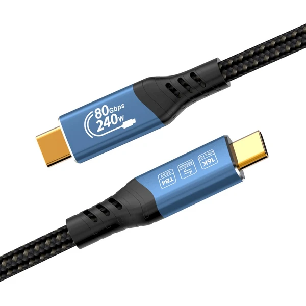 PremiumCord USB4 2.0 80Gbps 16K@60Hz 240W Thunderbolt 4 kabel 0,8m - Kabely a redukce - Obrázek V0HR000K01
