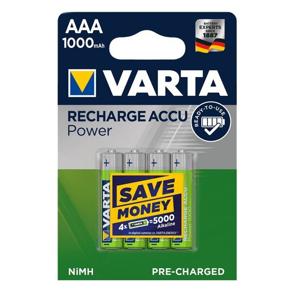 Varta Ready to use LR03/4BP AAA nabíjecí baterie 1000 mAh (4ks)