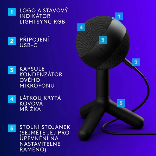 Logitech G Yeti Orb mikrofon černý - Mikrofony - Obrázek V134000P01
