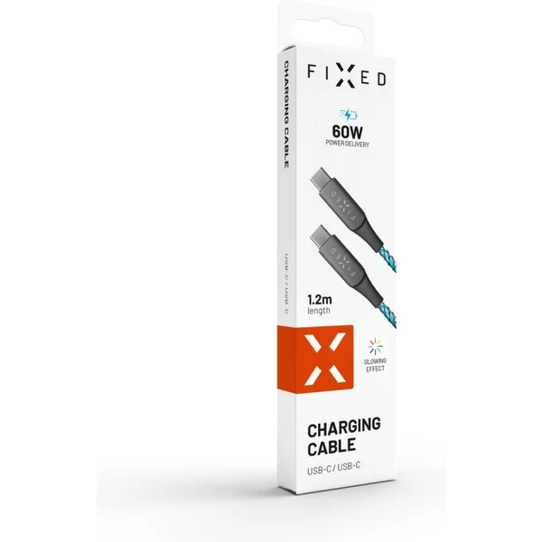 FIXED USB-C/USB-C svítící napájecí kabel 60W 1,2m duhový - Kabely a redukce - Obrázek V273000701