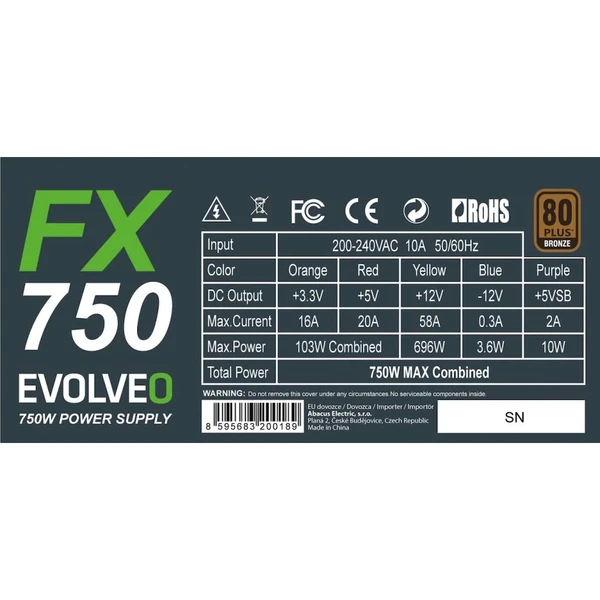 EVOLVEO FX 750 750W bulk - Zdroje - Obrázek V27A000K01