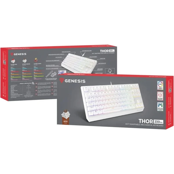 Genesis THOR 230 TKL RGB mechanická klávesnice bílá Outemu Brown - Klávesnice - Obrázek V2I5000O01