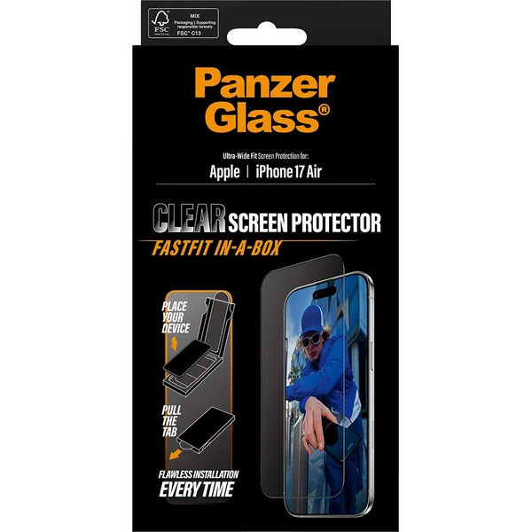PanzerGlass® Ultra-Wide Fit sklo Apple iPhone Air s bezprašným aplikačním boxem - Ochranné folie a skla - Obrázek V3KH000K01