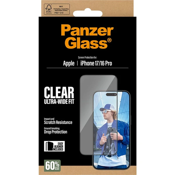 PanzerGlass® Ultra-Wide Fit sklo Apple iPhone 17/16 Pro s instalačním rámečkem - Ochranné folie a skla - Obrázek V5KH000K01