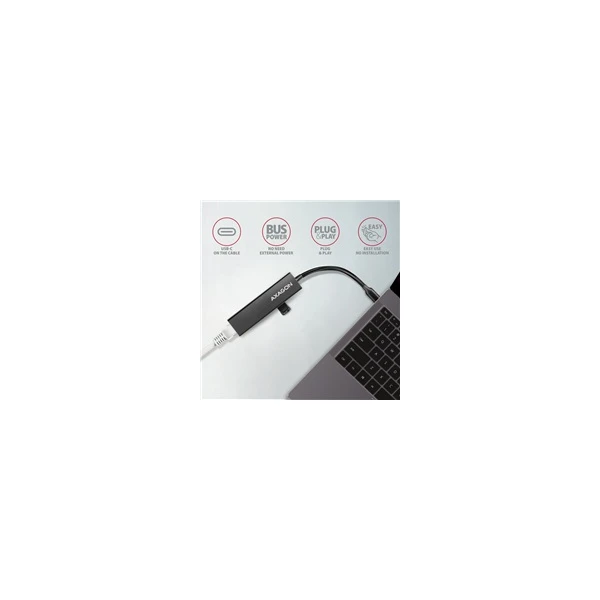 AXAGON USB a Ethernet HUB USB-C kovový - USB huby - Obrázek V660700301