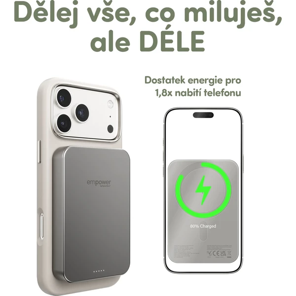 PanzerGlass® empower bezdrátová Qi2 powerbanka 10000 mAh, MagSafe, šedá - Powerbanky - Obrázek V73J000K01