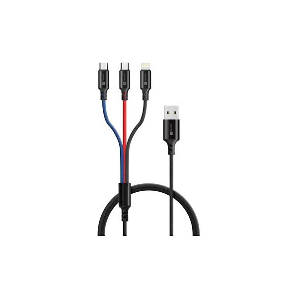 Connect IT CCA-2051-BK 3in1 USB-C & Micro USB & Lightning, 1,2m Černá