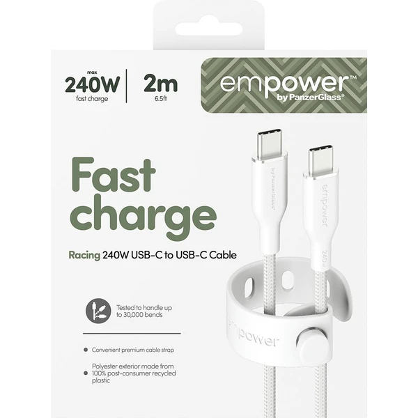 PanzerGlass USB-C/USB-C napájecí kabel 240W 2m bílý - Kabely a redukce - Obrázek V93J000K01