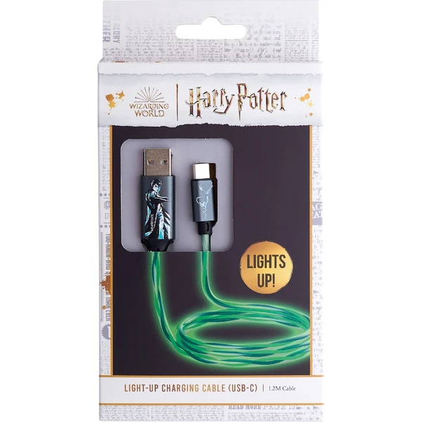Lazerbuilt Harry Potter - Patronus USB-A/USB-C svítící napájecí kabel 10W 1,2m zelený - Kabely a redukce - Obrázek VA7H000K01