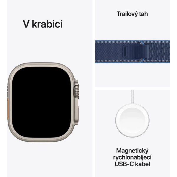 Apple Watch Ultra 3 (2025) 49mm Přírodní titan s modrým/jasně modrým trailovým tahem S/M (Další) - Chytré hodinky - Obrázek VAQH000K01