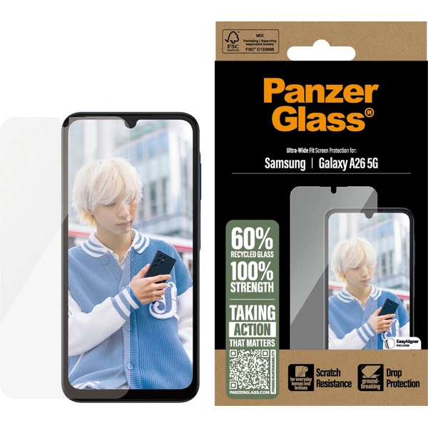 PanzerGlass® Ultra-Wide Fit sklo Samsung Galaxy A26 5G s instalačním rámečkem - Ochranné folie a skla - Obrázek VAUC000K01