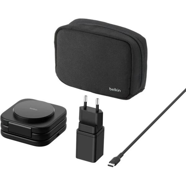 Belkin BOOST CHARGE PRO Qi2/MagSafe 3v1 bezdrátová skládací cestovní nabíječka černá (CZ adaptér) - Nabíječky - Obrázek VAYP000K01