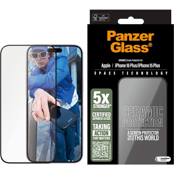 PanzerGlass® Ceramic Apple iPhone 16 Plus/15 Plus s instalačním rámečkem - Ochranné folie a skla - Obrázek VB08000P01