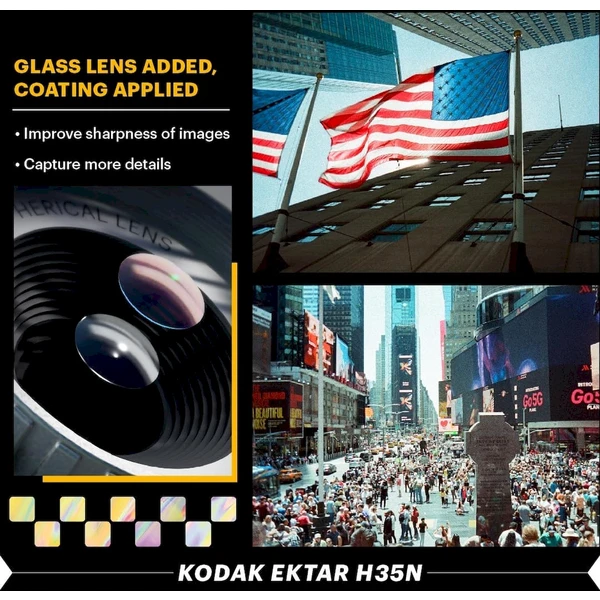 Kodak EKTAR H35N Striped Analogový fotoaparát stříbrný - Fotoaparáty - Obrázek VDO0000L01