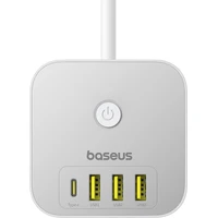 Baseus PowerCombo Cube prodlužovací kabel 3x zásuvka + 3x USB + 1x USB-C 20W 1.5m bílý - Nabíječky