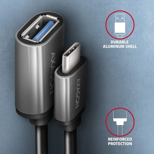 AXAGON USB-C/USB-A redukce 0,2m šedá - Kabely a redukce - Obrázek VEX3000L01