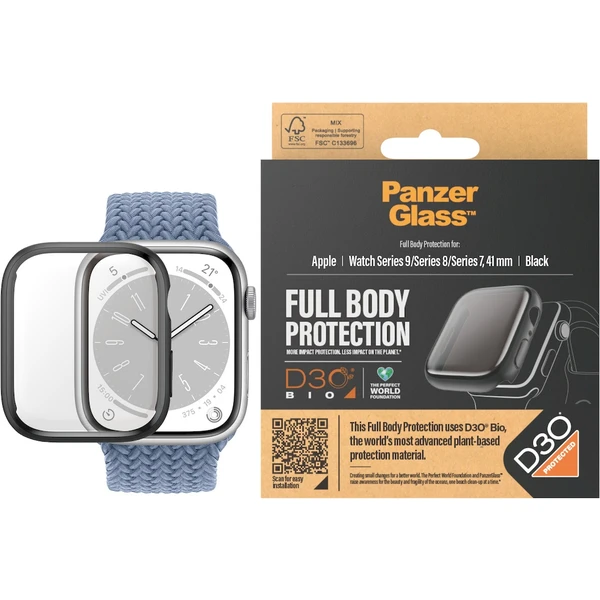 PanzerGlass Apple Watch 9/8/7 (41mm) ochranný kryt s D3O - černý rámeček - Pouzdra - Obrázek VFC1000O01