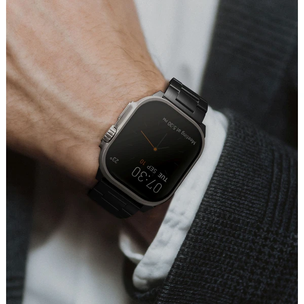 UNIQ Osta článkový ocelový řemínek Apple Watch 49/46/45/44/42mm černý - Řemínky - Obrázek VG00000K01