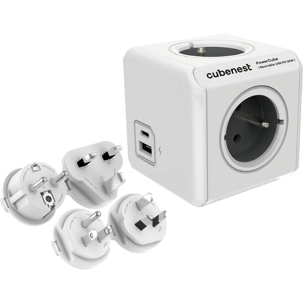 CubeNest PowerCube ReWirable USB PD 20W, A+C šedá