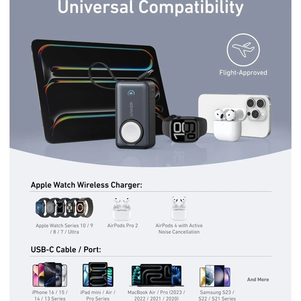 Anker MagGo powerbanka pro Apple Watch (10000mAh) 35W s kabelem USB-C černá - Powerbanky - Obrázek VI9R000K01