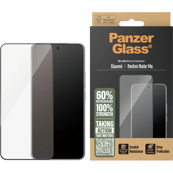 PanzerGlass® Ultra-Wide Fit sklo Xiaomi Redmi Note 14s černé - Ochranné folie a skla - Obrázek VJPE000N01