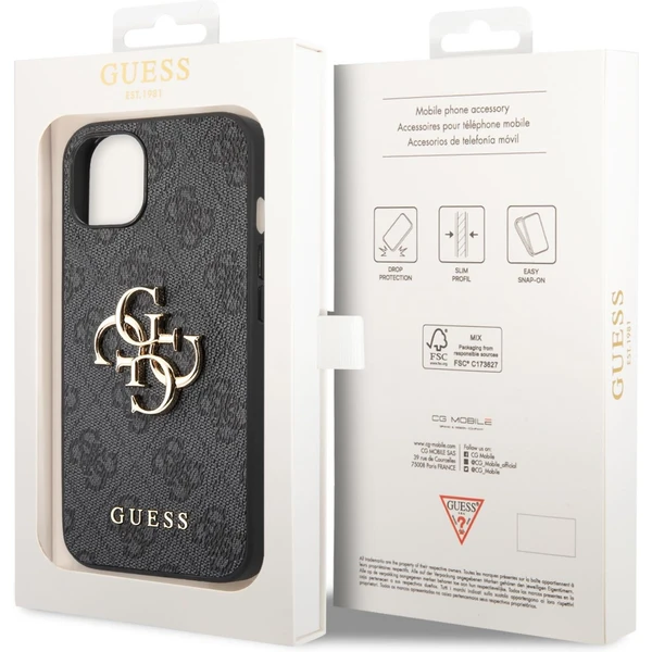 Guess PU 4G Metal Logo kryt iPhone 14 Plus šedý - Pouzdra - Obrázek VJUF100501