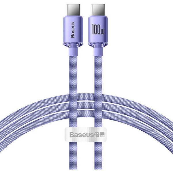 Baseus Crystal Shine Series kabel USB-C/USB-C (100W) 1,2m fialový