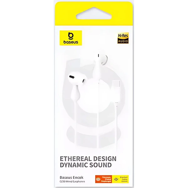 Baseus Encok CZ20 USB-C sluchátka s mikrofonem bílá - Sluchátka - Obrázek VLUL000K01