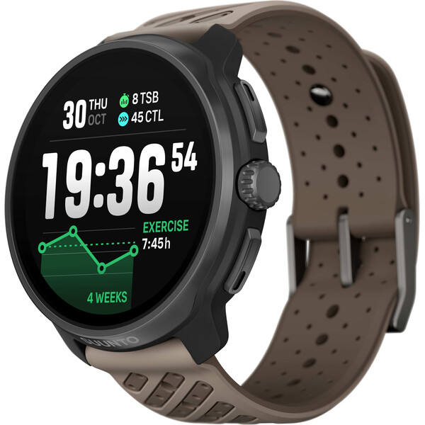 Suunto Race 2 chytré hodinky titan s hnědým páskem Černá