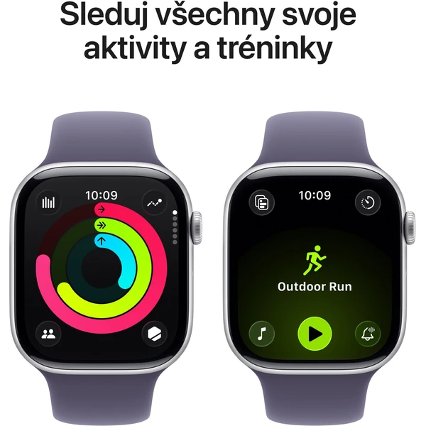 Apple Watch Series 11 (46mm) Stříbrný hliník s mlžně fialovým sportovním řemínkem M/L - Chytré hodinky - Obrázek VQNH000K01