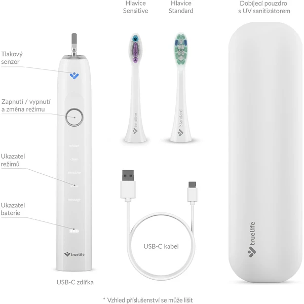 TrueLife SonicBrush Clean70 UV sonický kartáček bílý - Zubní kartáčky - Obrázek VQUL000K01