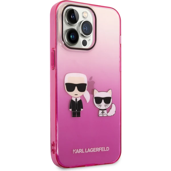 Karl Lagerfeld Gradient Karl and Choupette kryt iPhone 14 Pro Max růžový - Pouzdra - Obrázek VQVI300401